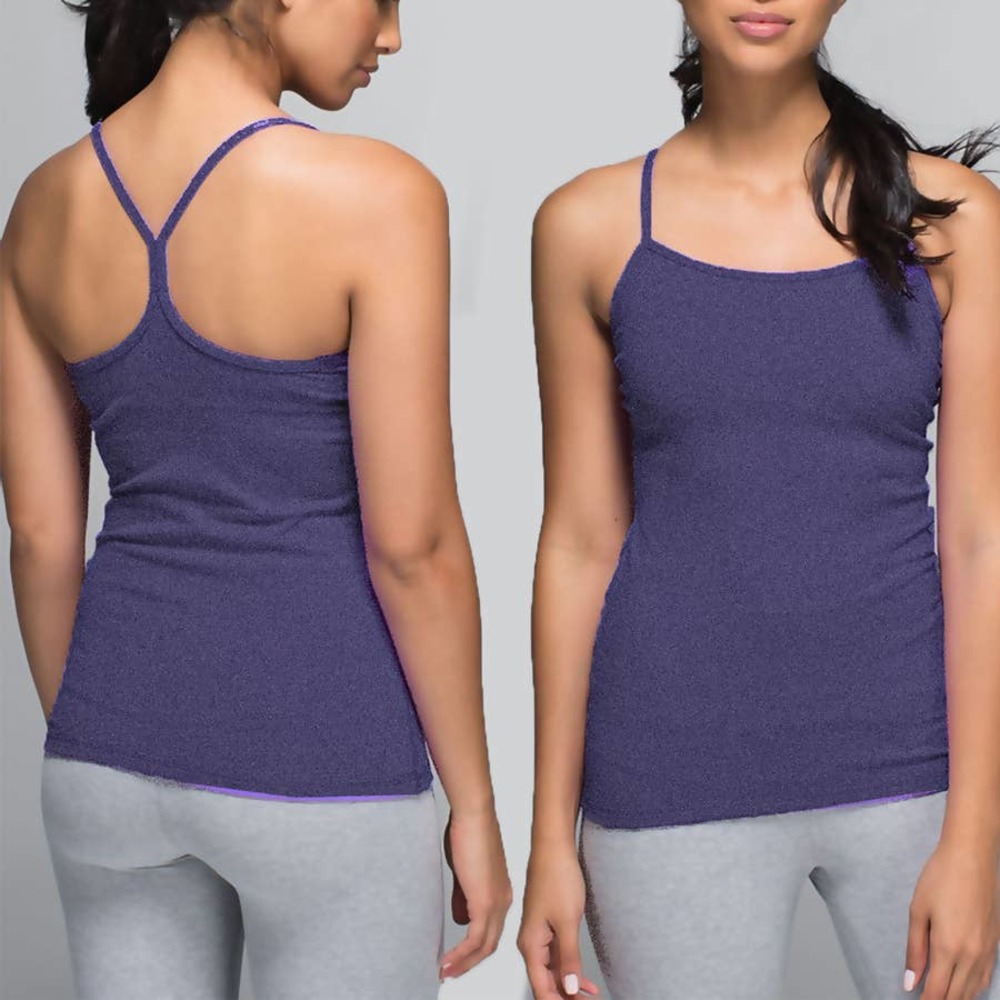 Lululemon 6 Tank Heather Purple Strappy Scoop Neck Racerback Workout Top Shirt
